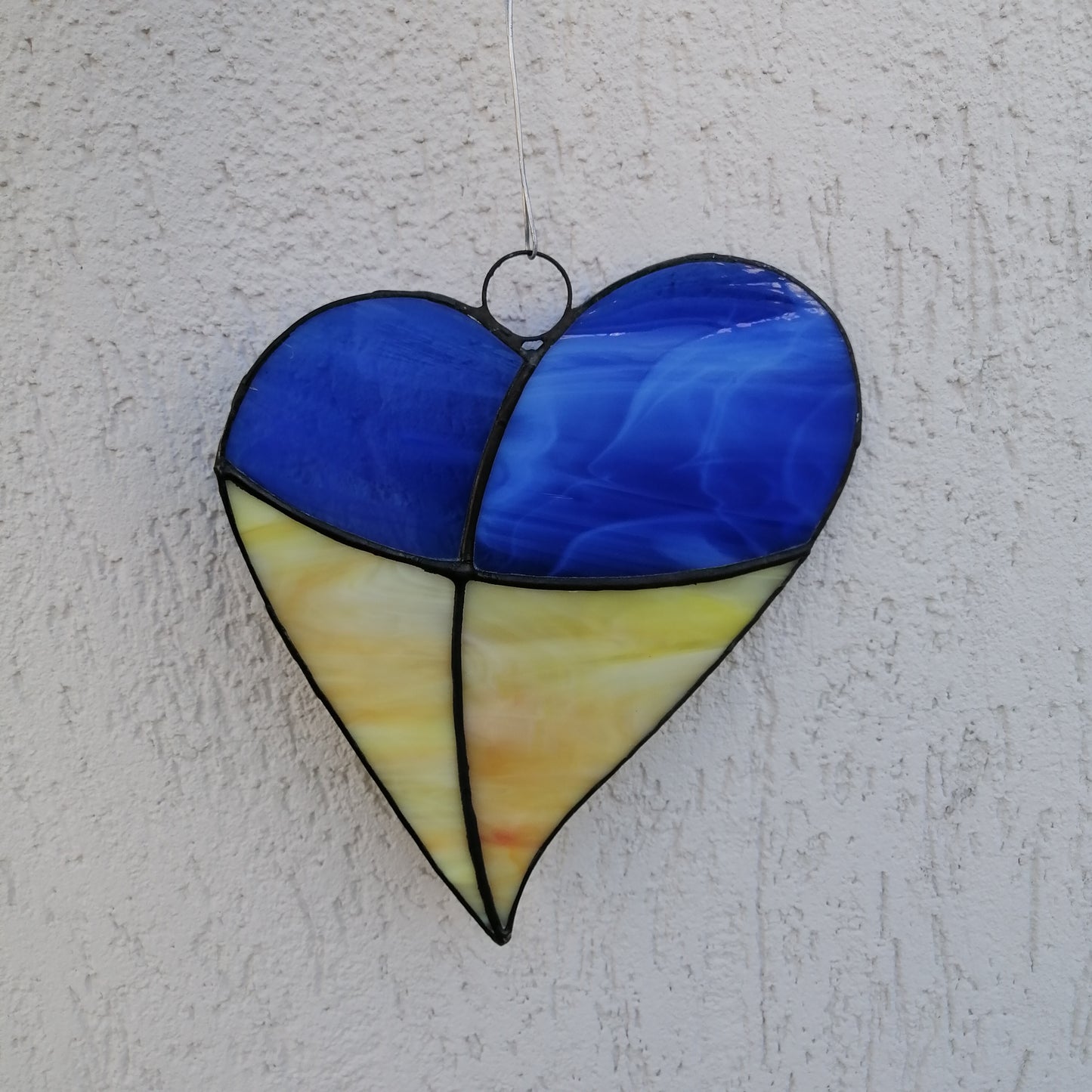 Ukraine Flag Heart Stained Glass Suncatcher