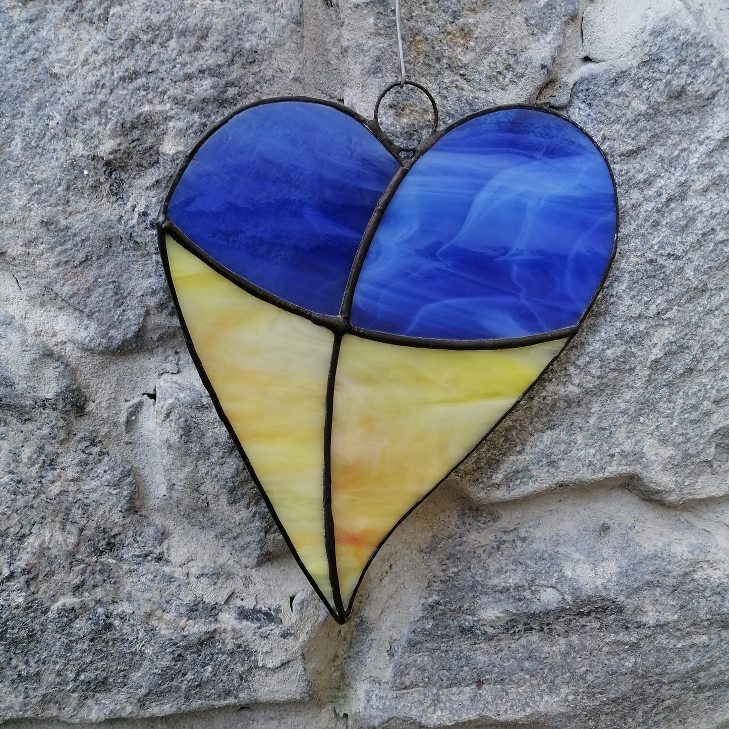 Ukraine Flag Heart Stained Glass Suncatcher