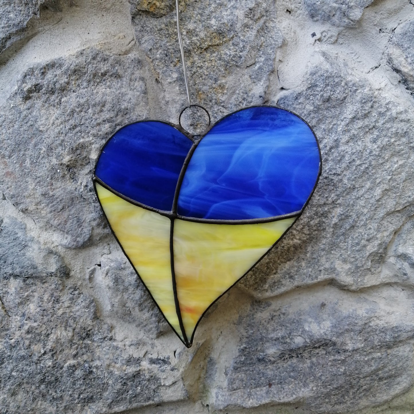 Ukraine Flag Heart Stained Glass Suncatcher