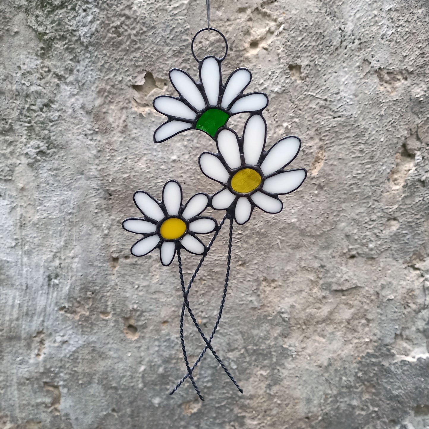 Daisy Flowers Bouquet Stained Glass Suncatcher