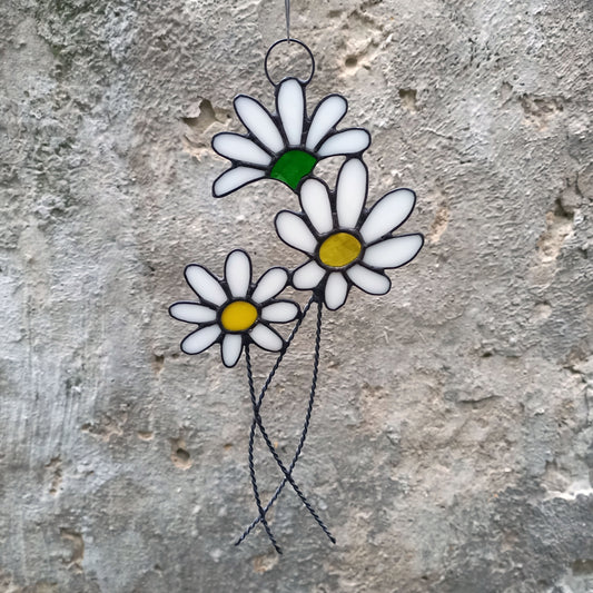 Daisy Flowers Bouquet Stained Glass Suncatcher