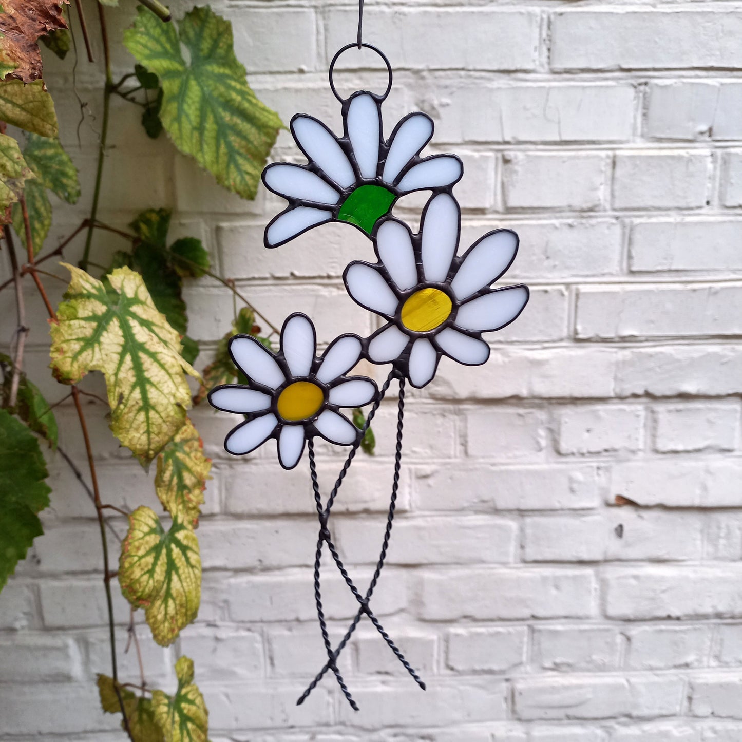 Daisy Flowers Bouquet Stained Glass Suncatcher
