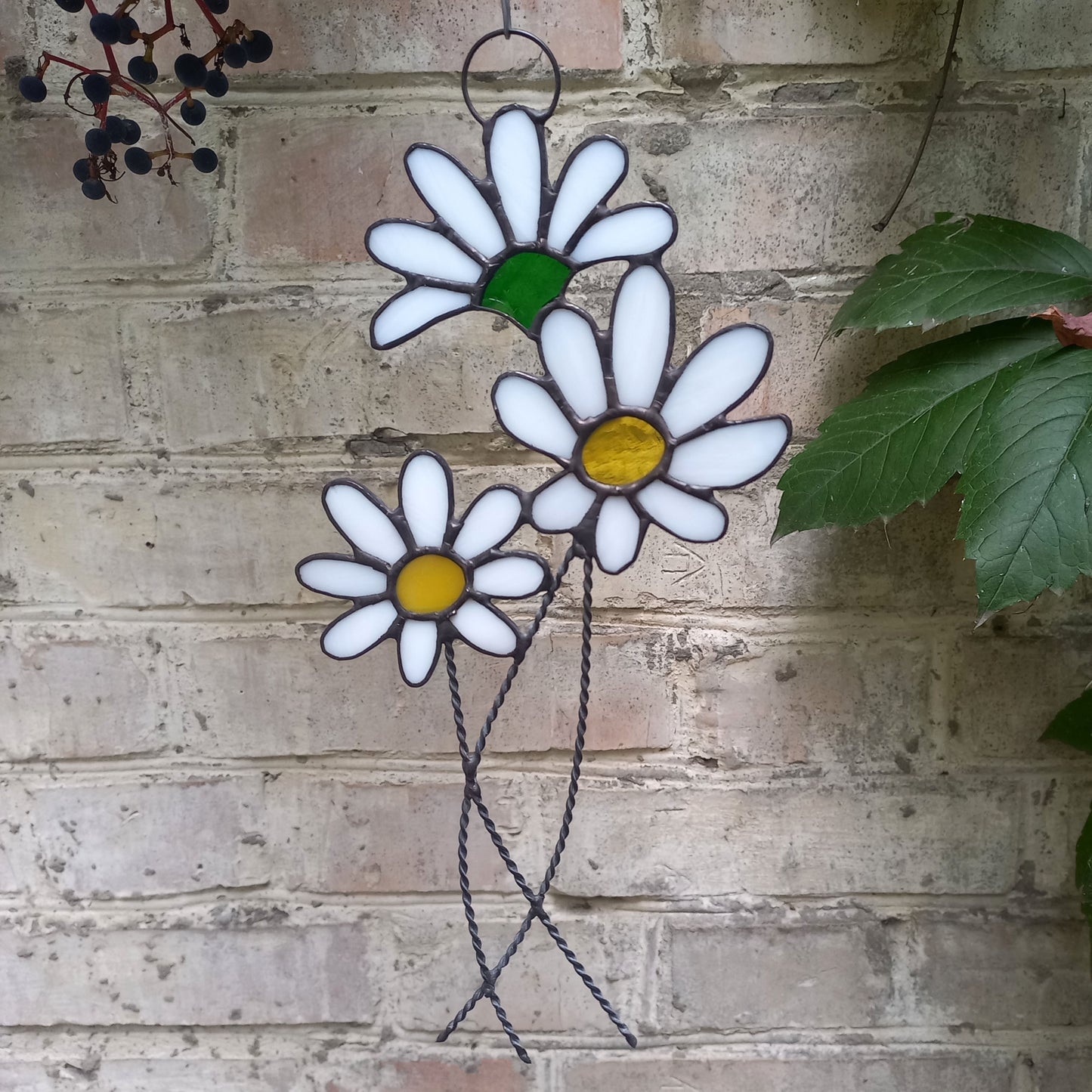Daisy Flowers Bouquet Stained Glass Suncatcher