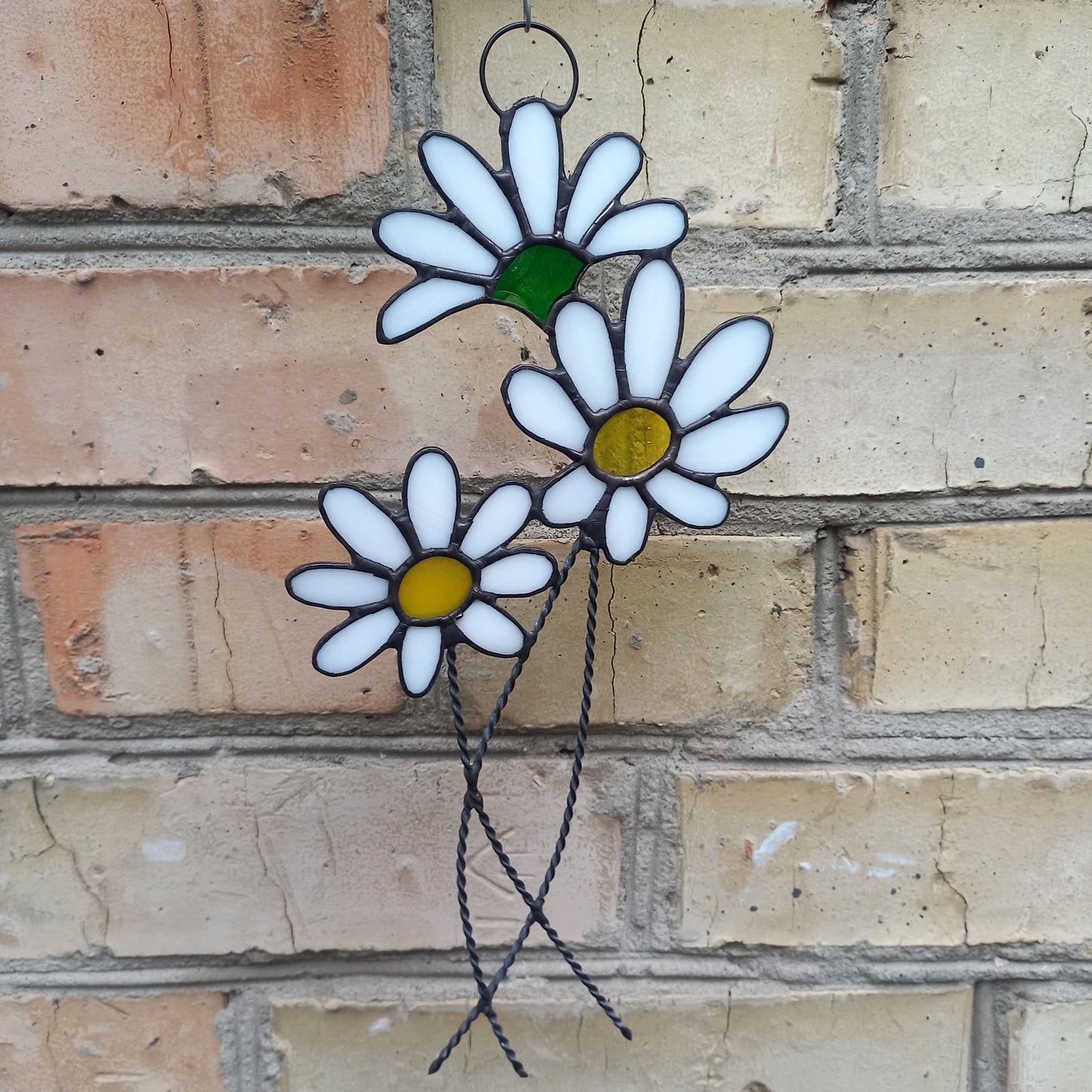 Daisy Flowers Bouquet Stained Glass Suncatcher