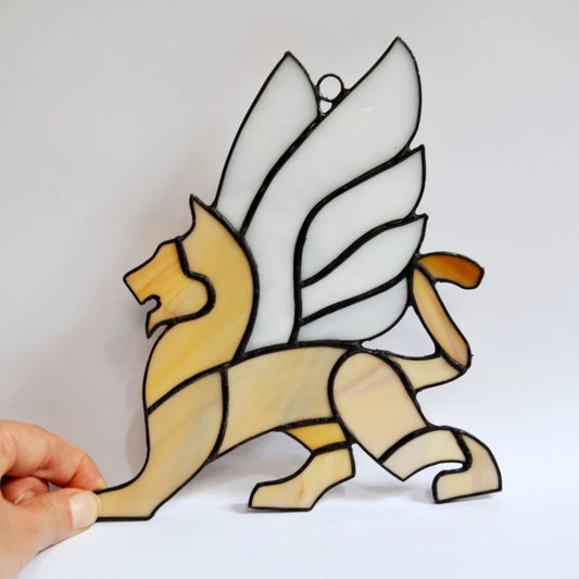 Winged Lion Stained Glass Suncatcher