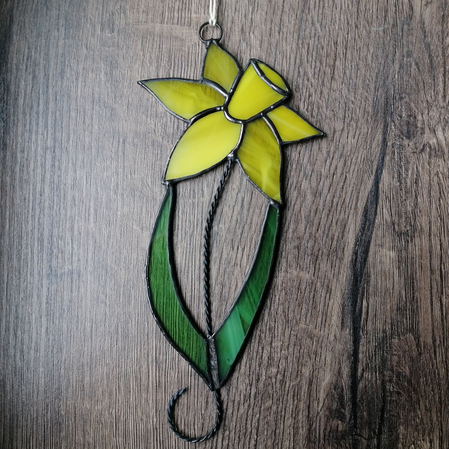 Spring Yellow Daffodil Stained Glass Suncatcher