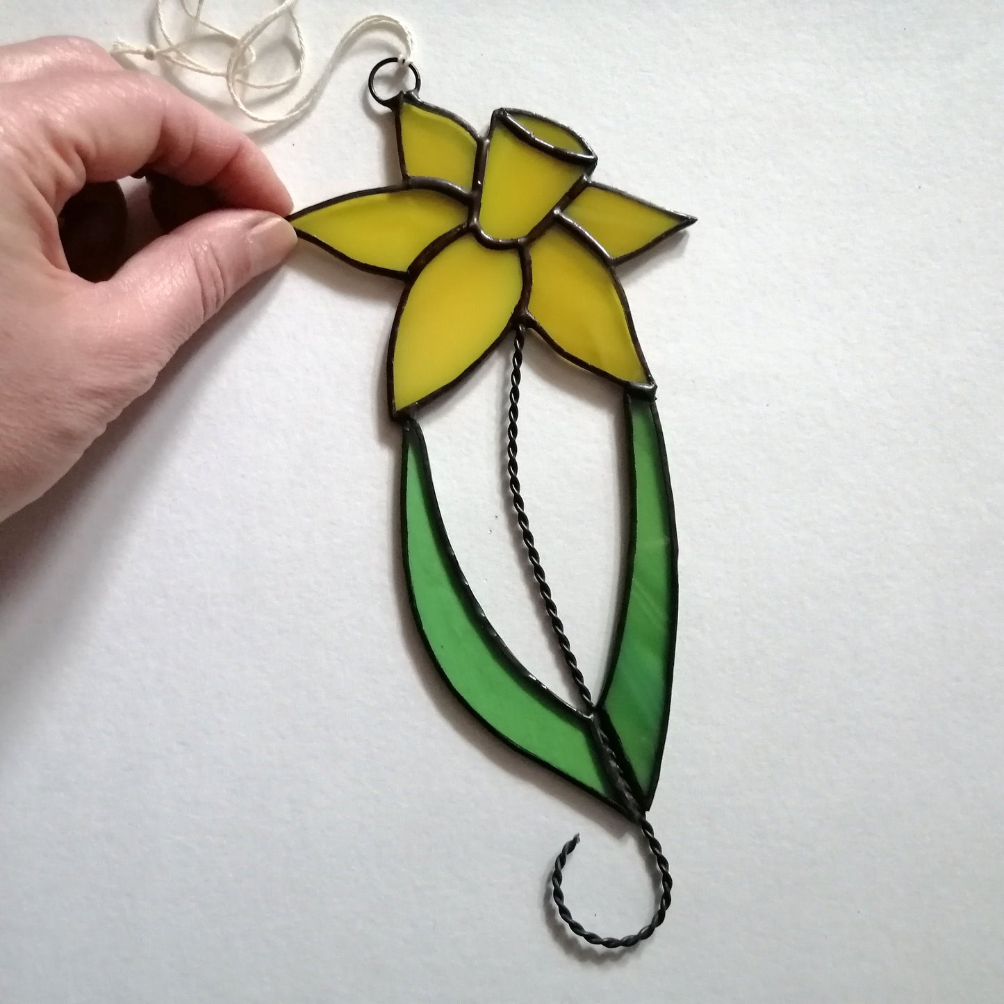 Spring Yellow Daffodil Stained Glass Suncatcher