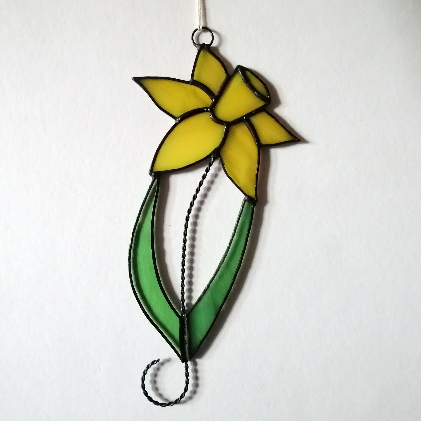 Spring Yellow Daffodil Stained Glass Suncatcher