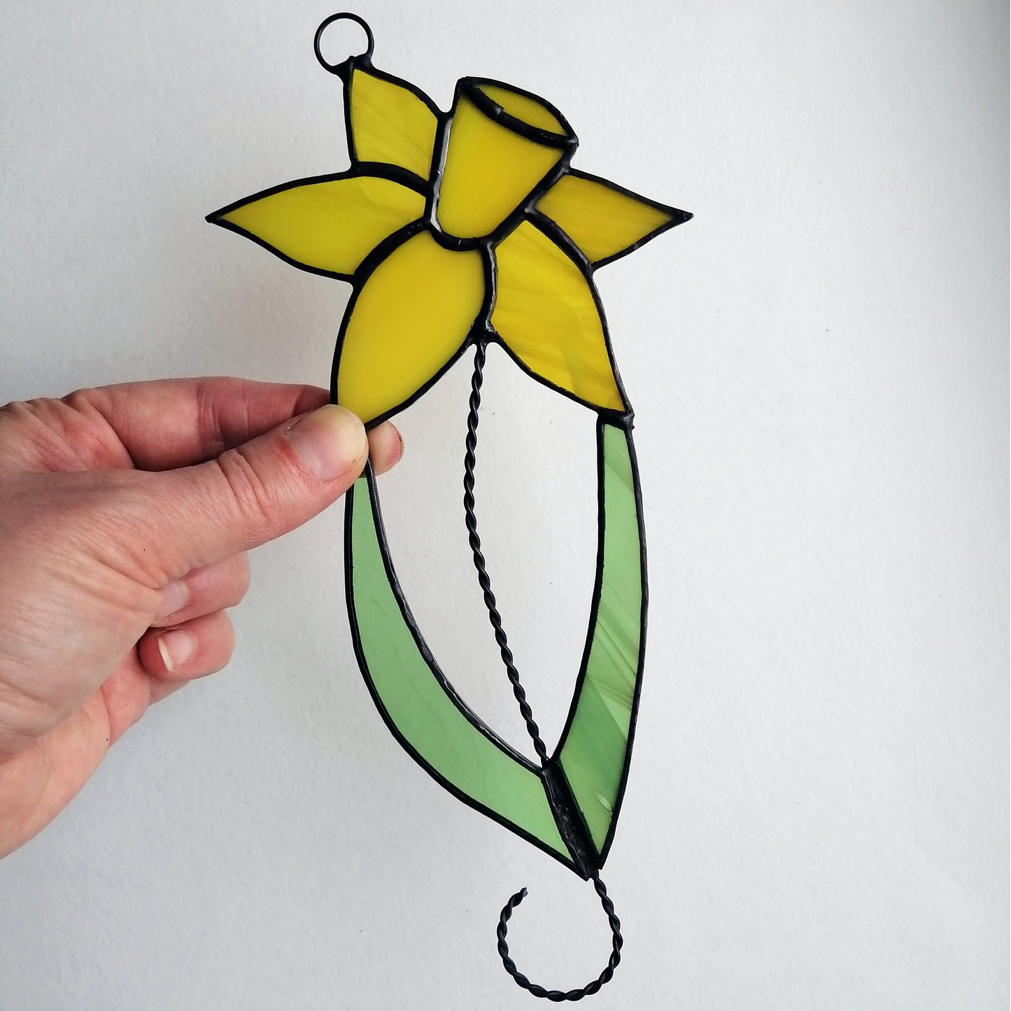 Spring Yellow Daffodil Stained Glass Suncatcher