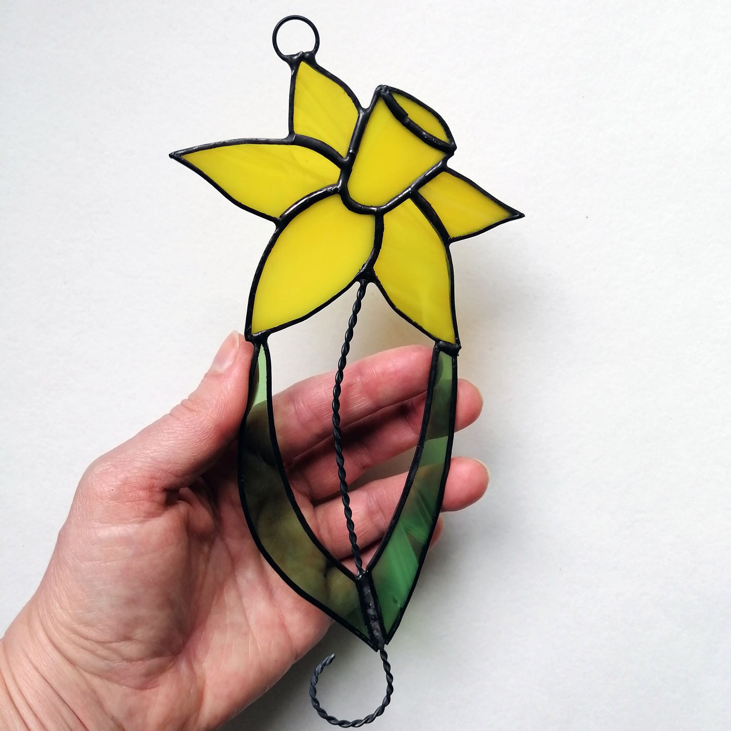 Spring Yellow Daffodil Stained Glass Suncatcher