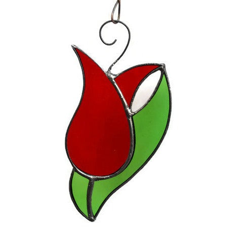 Red Tulip Stained Glass Suncatcher