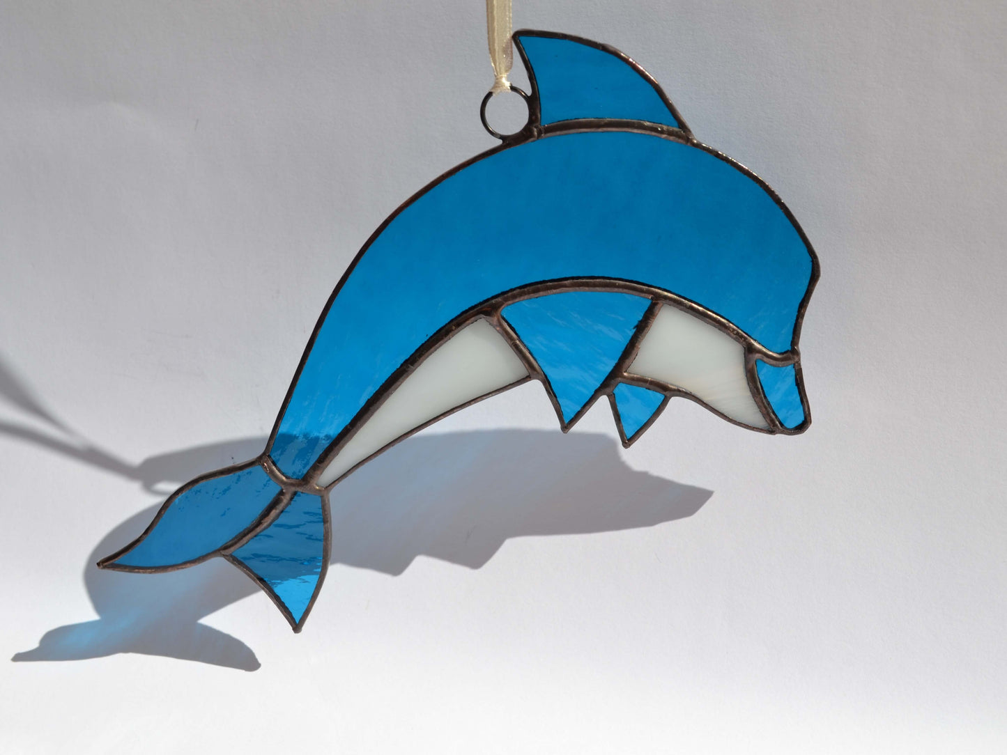 Blue Dolphin Stained Glass Suncatcher