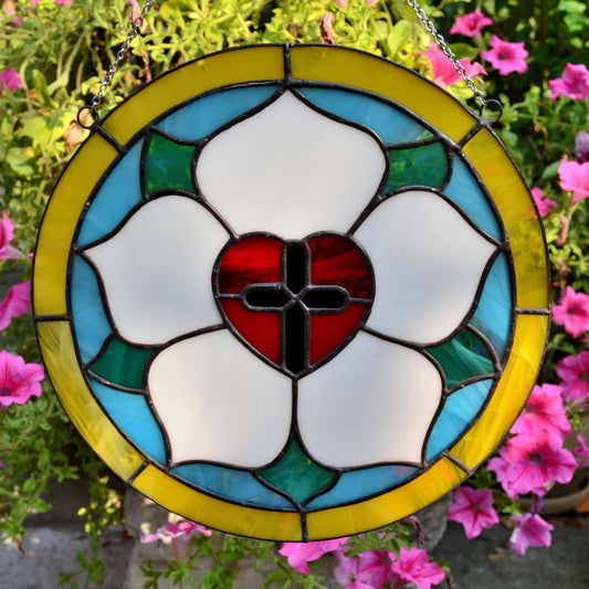 Luther Rose Stained Glass Panel