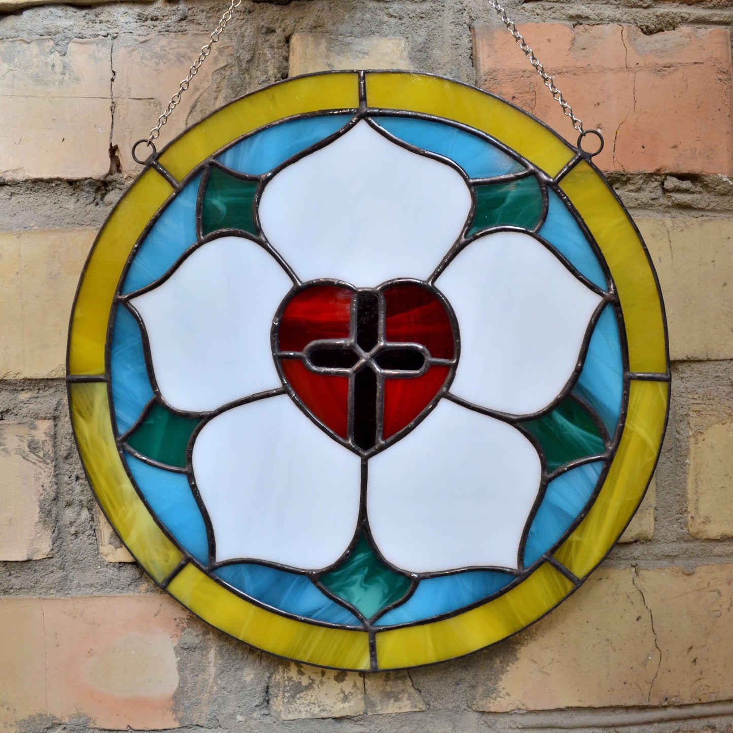 Luther Rose Stained Glass Panel