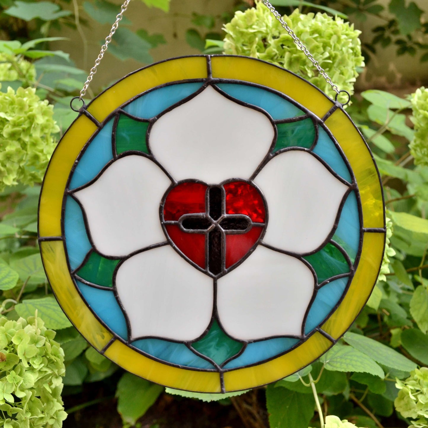 Luther Rose Stained Glass Panel