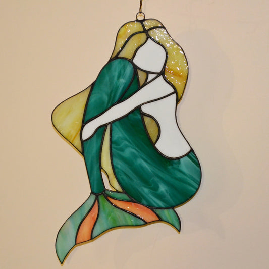 Large Stained Glass Mermaid Suncatcher