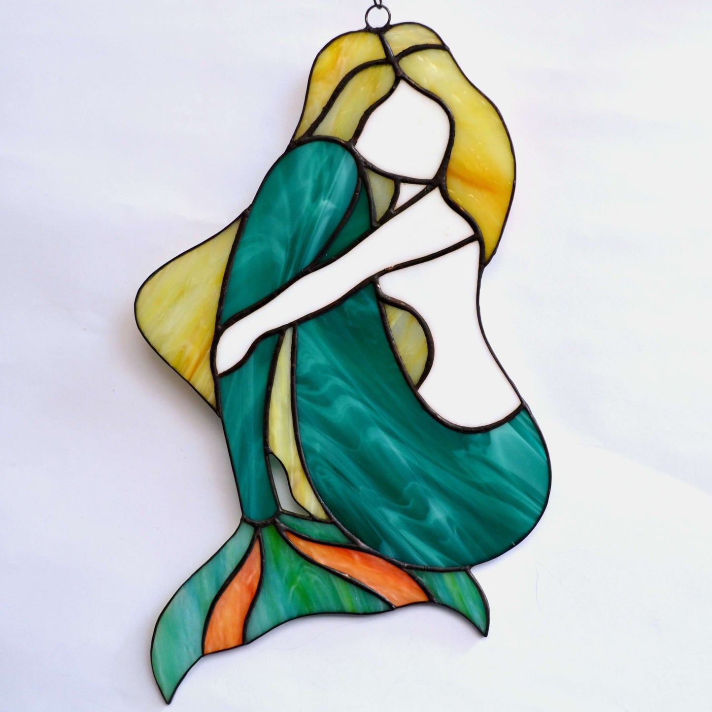 Large Stained Glass Mermaid Suncatcher