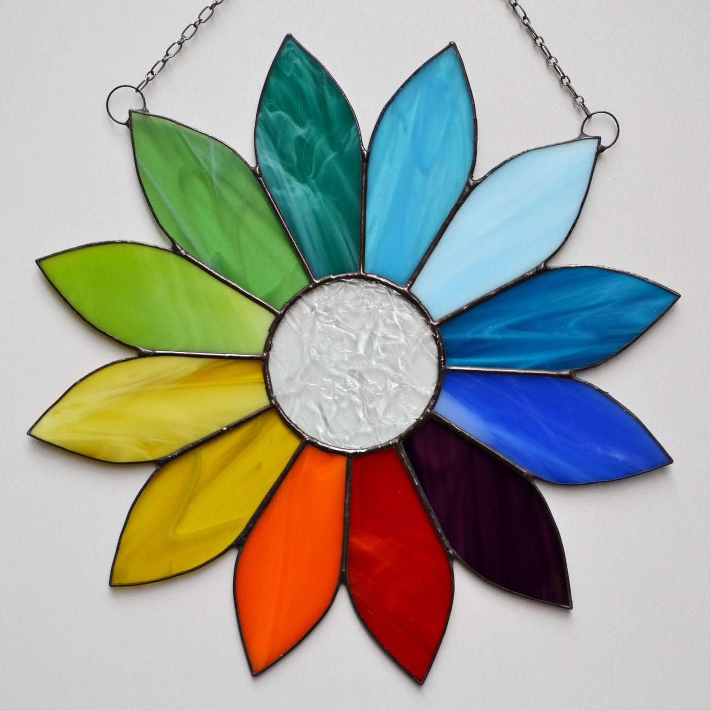 Rainbow Flower Stained Glass Suncatcher