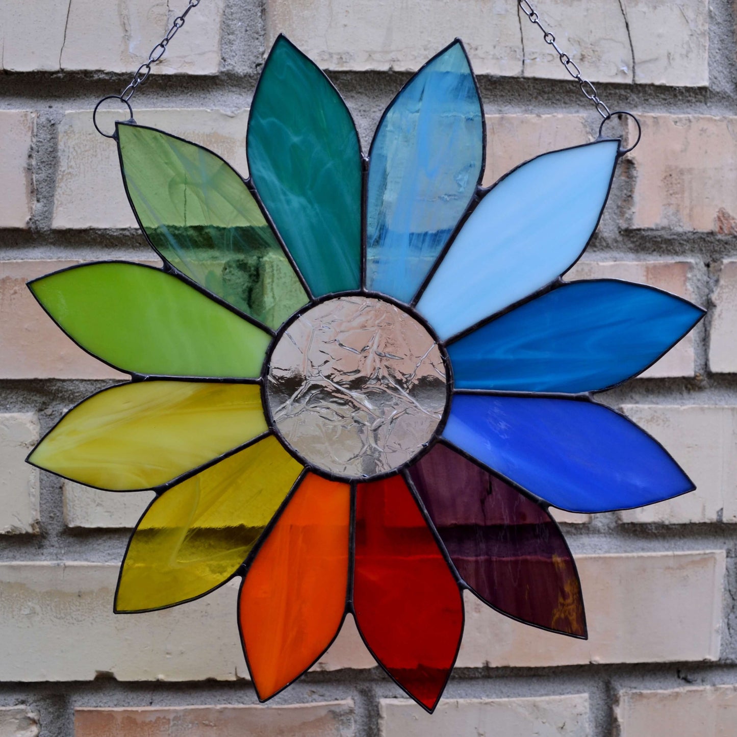 Rainbow Flower Stained Glass Suncatcher