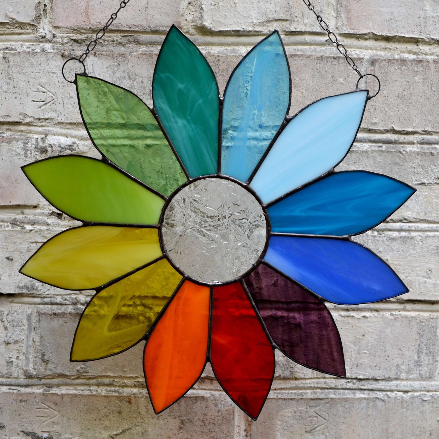 Rainbow Flower Stained Glass Suncatcher