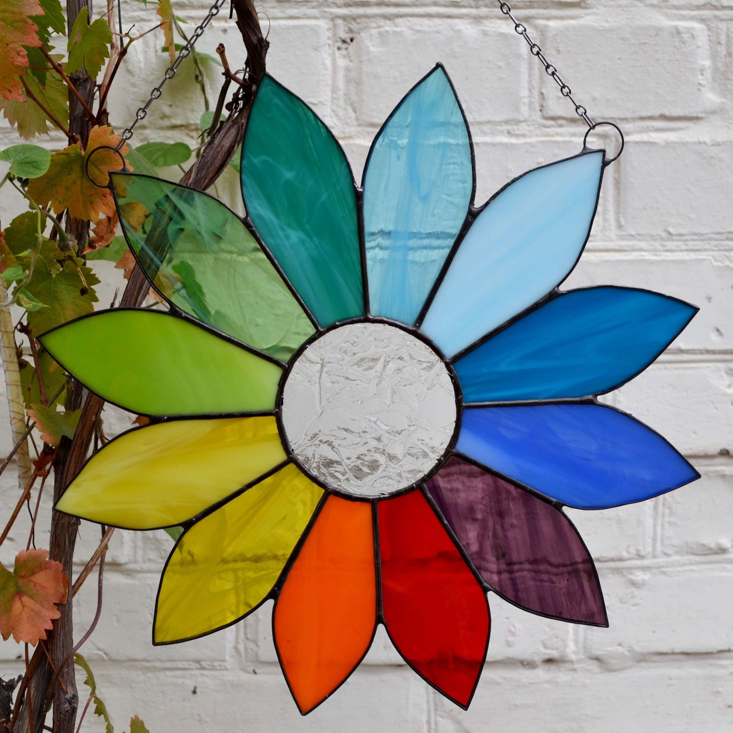 Rainbow Flower Stained Glass Suncatcher