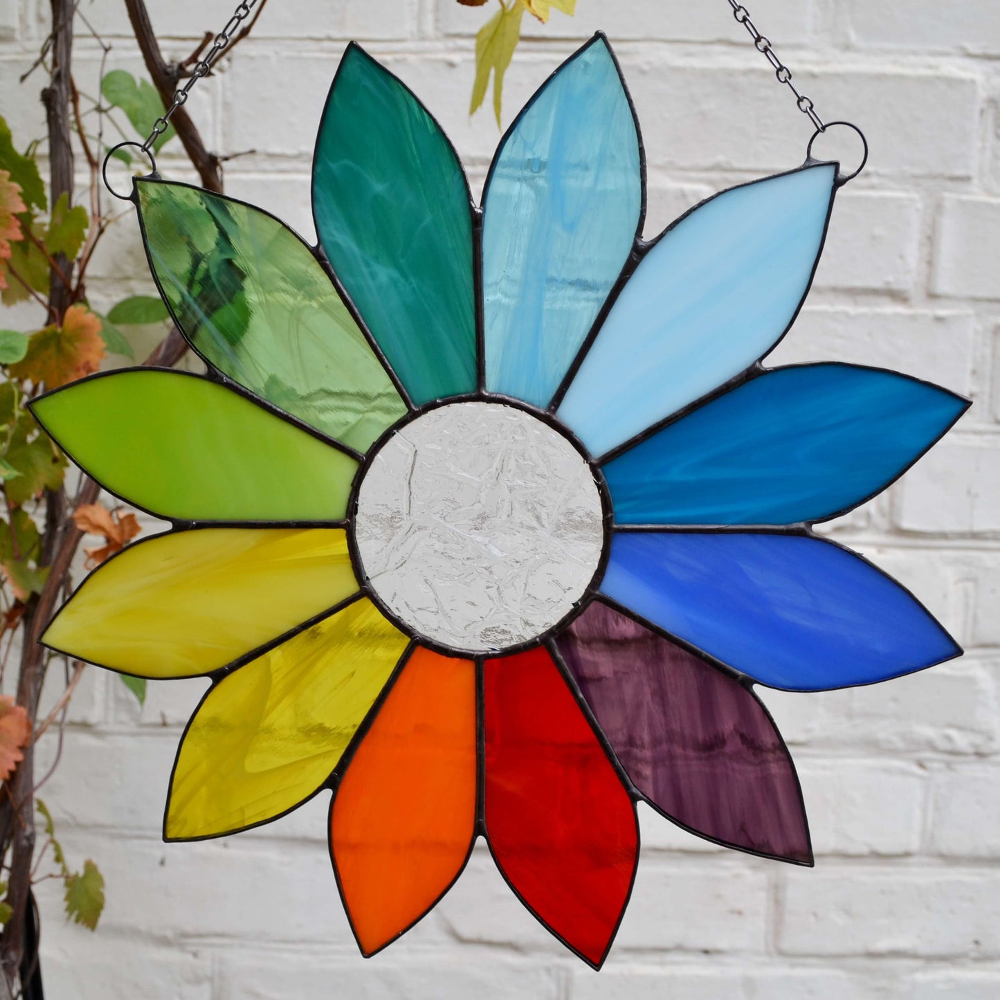 Rainbow Flower Stained Glass Suncatcher