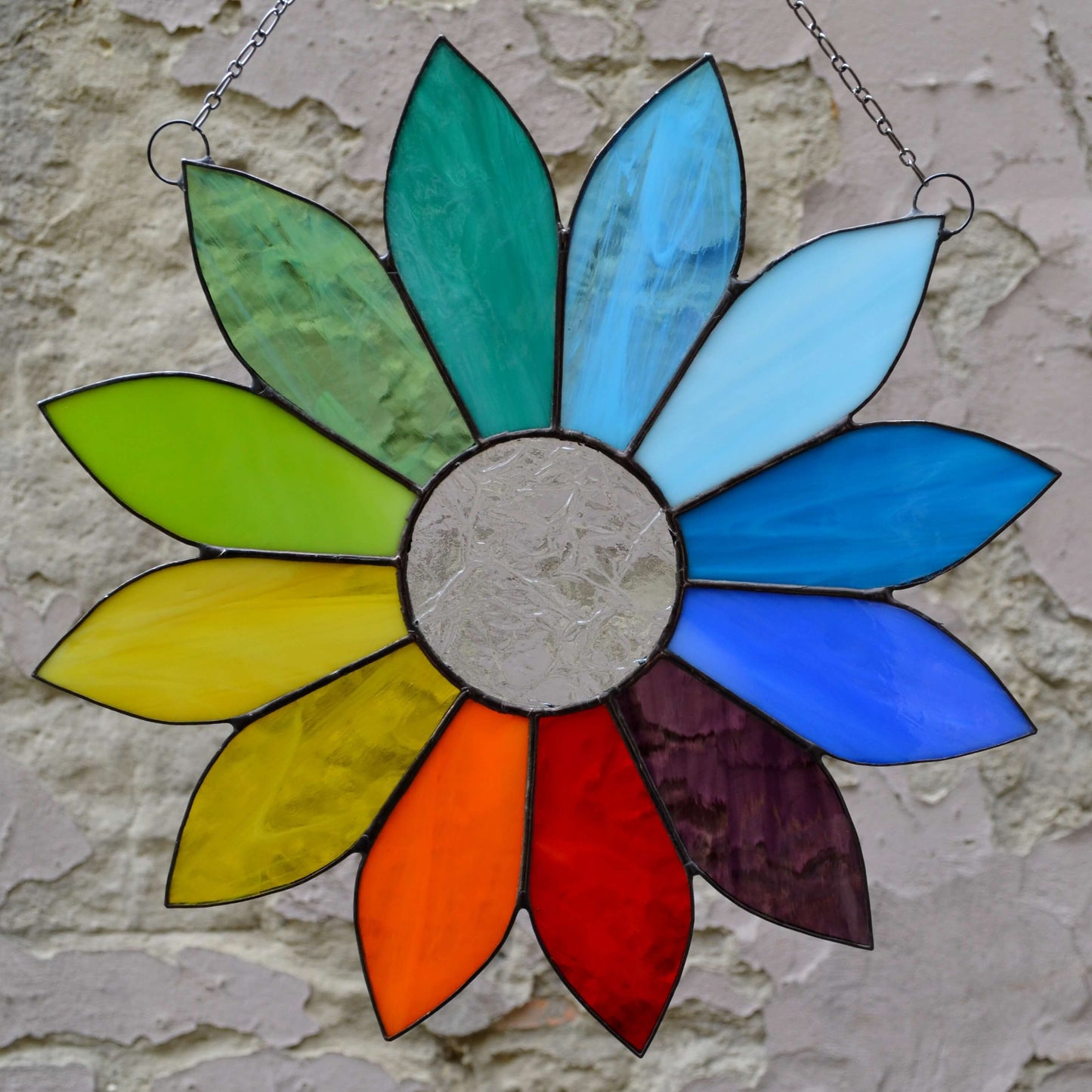 Rainbow Flower Stained Glass Suncatcher