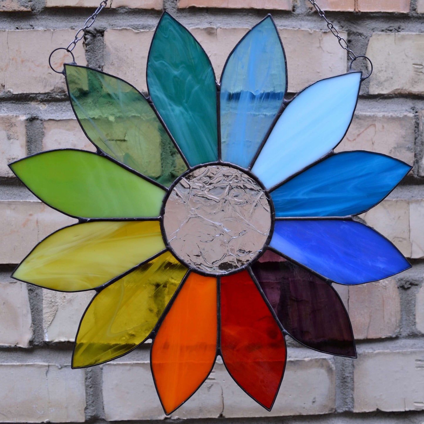 Rainbow Flower Stained Glass Suncatcher