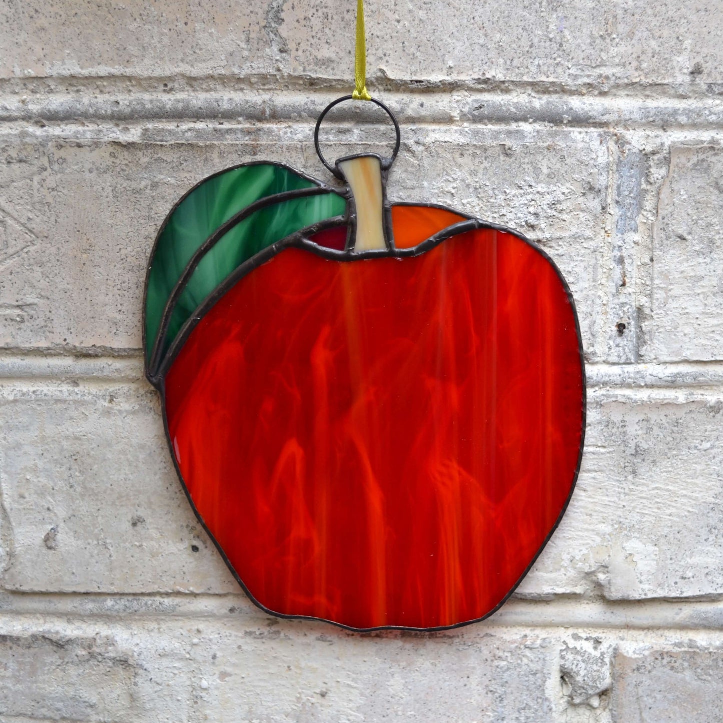 Red Apple Stained Glass Suncatcher