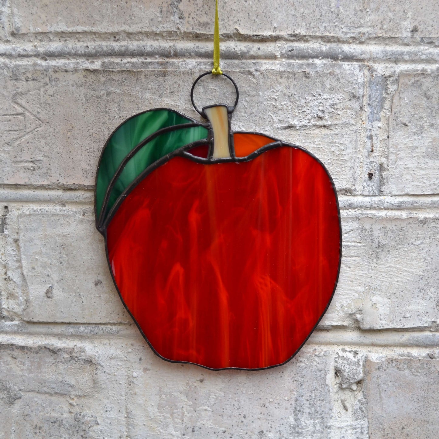 Red Apple Stained Glass Suncatcher