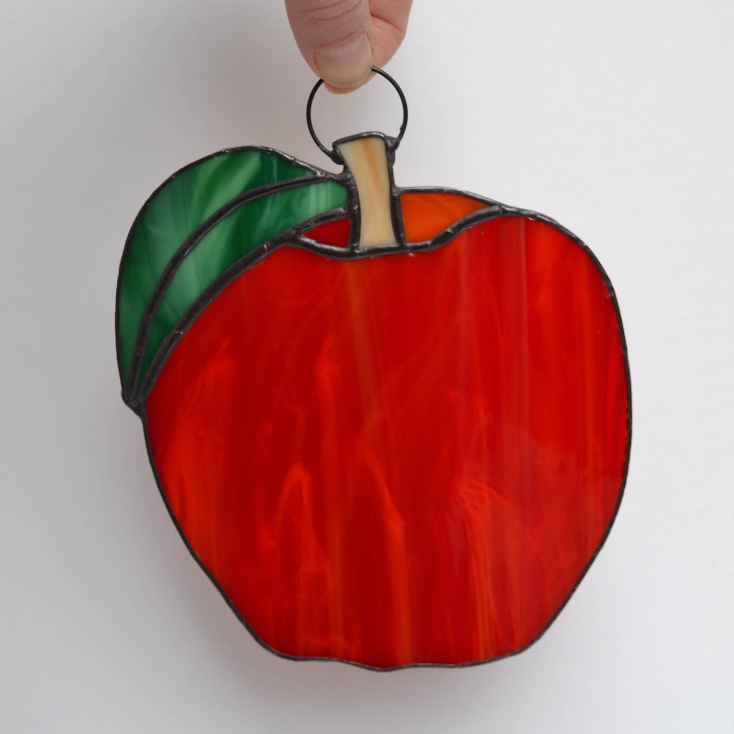 Red Apple Stained Glass Suncatcher