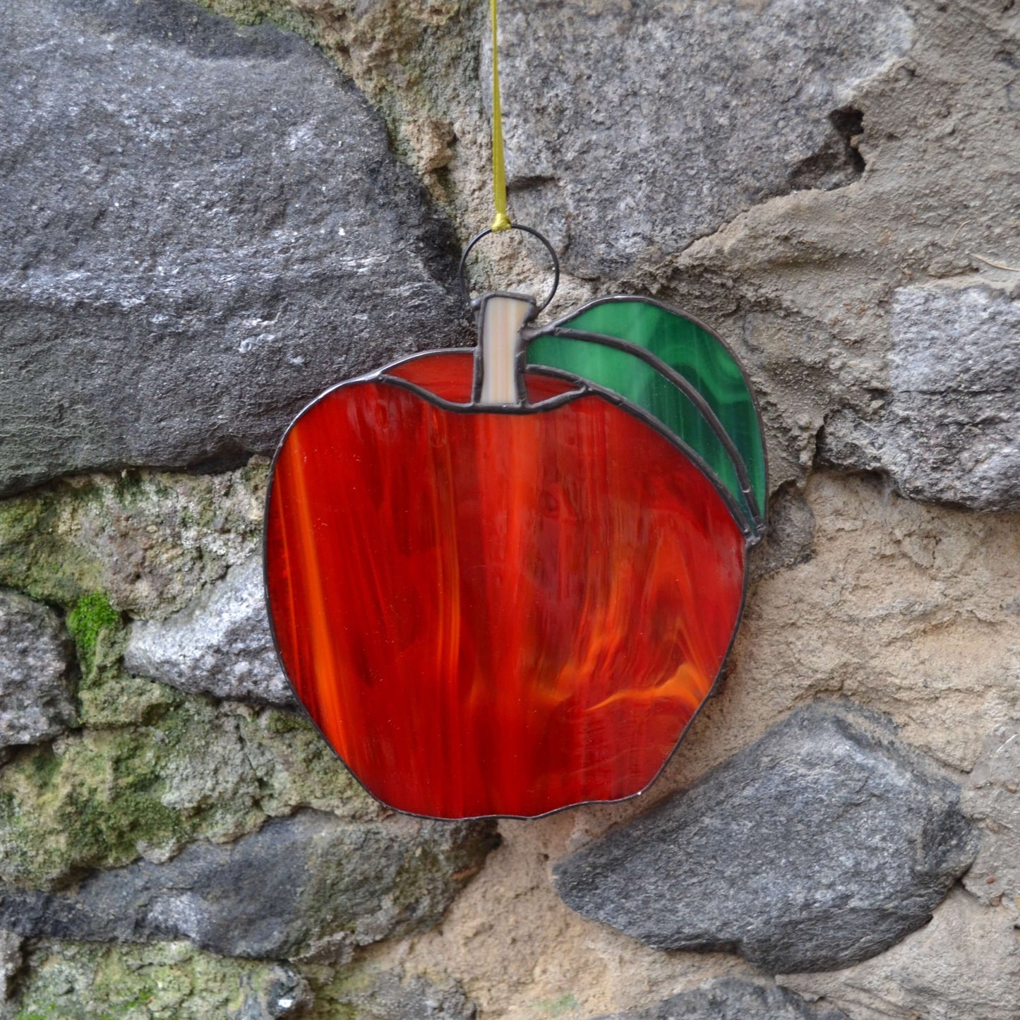 Red Apple Stained Glass Suncatcher