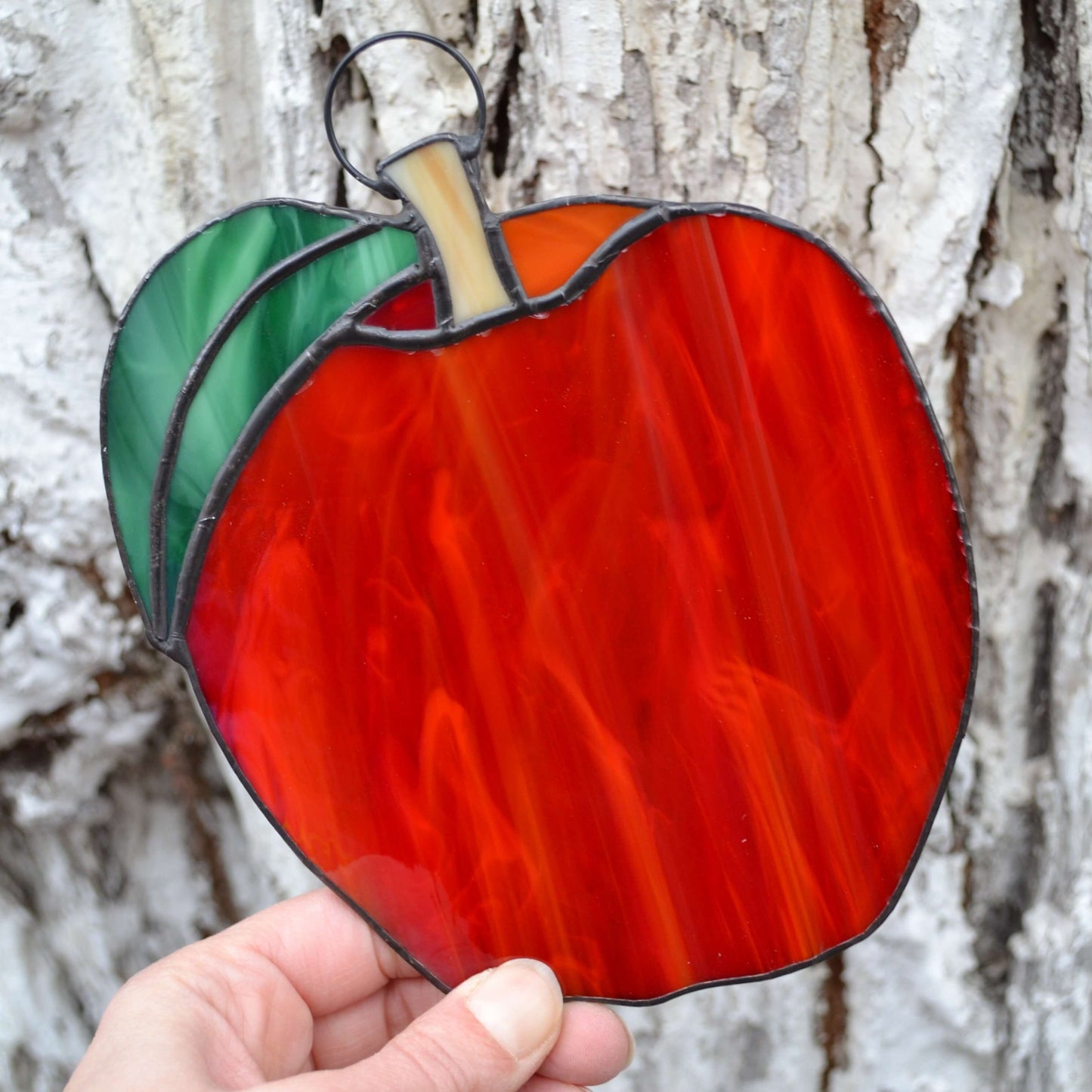 Red Apple Stained Glass Suncatcher