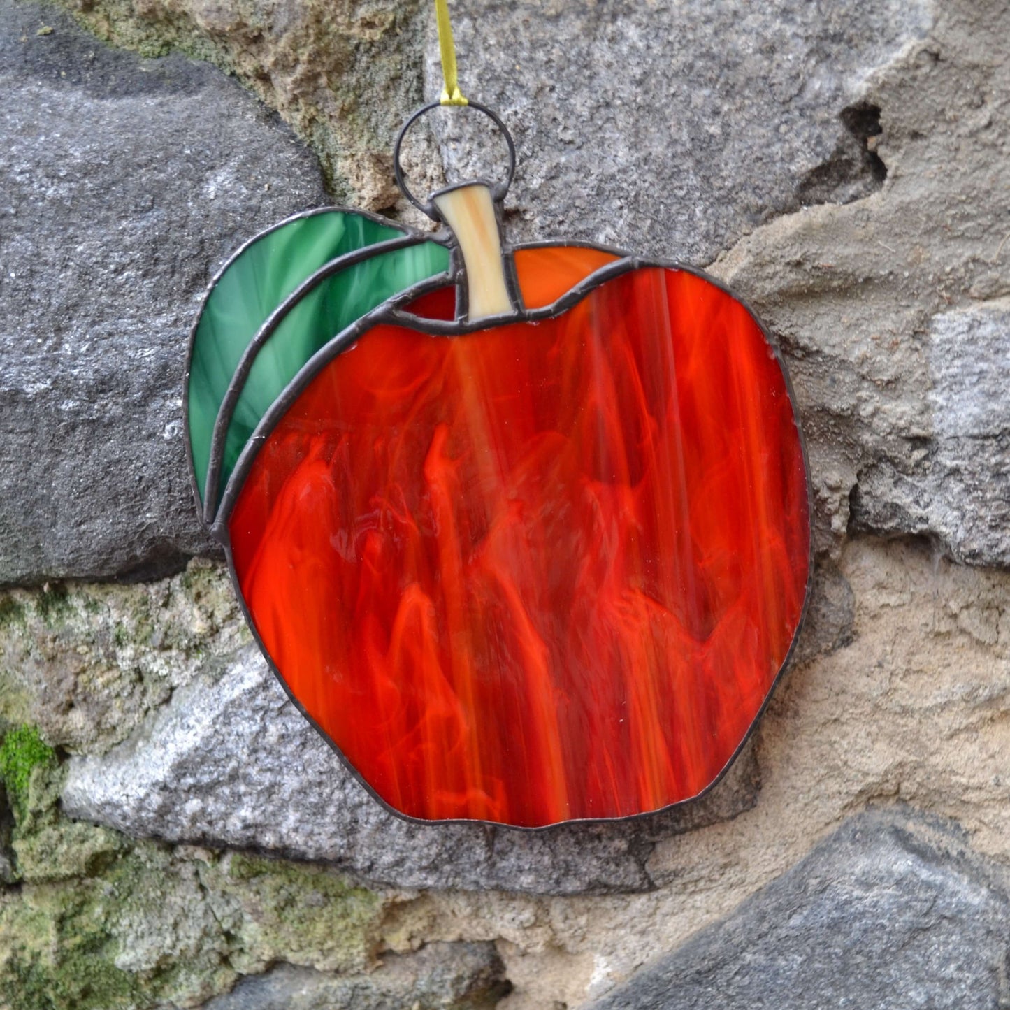 Red Apple Stained Glass Suncatcher