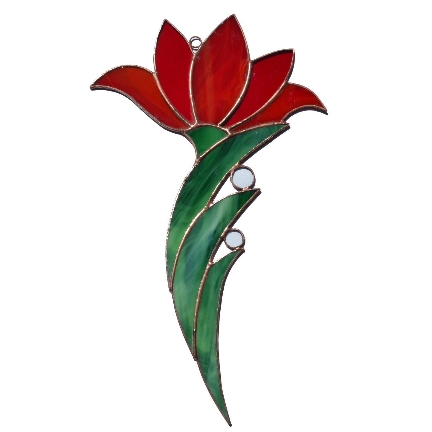 Large Red Lily Flower Stained Glass Suncatcher