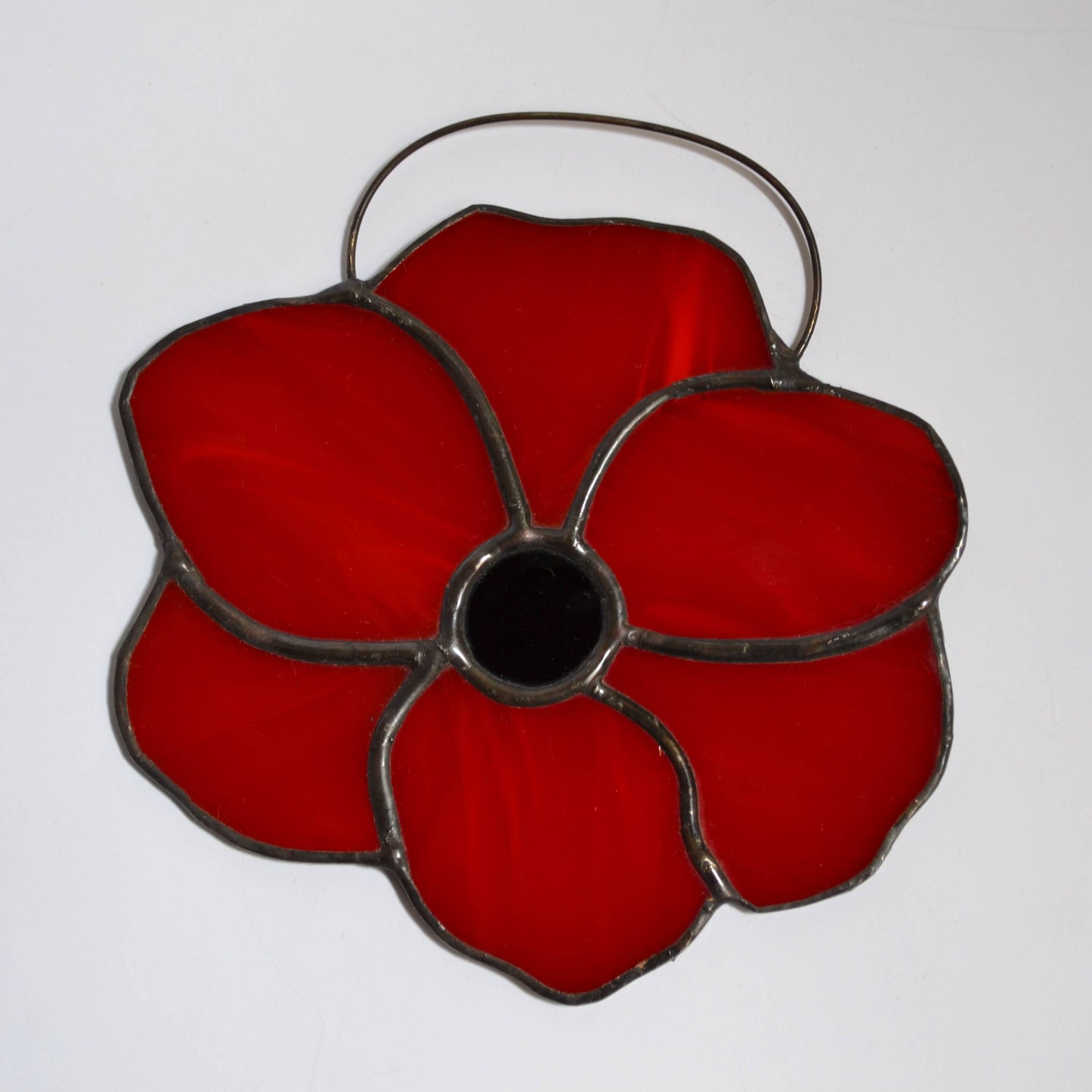 Red Poppy Stained Glass Suncatcher