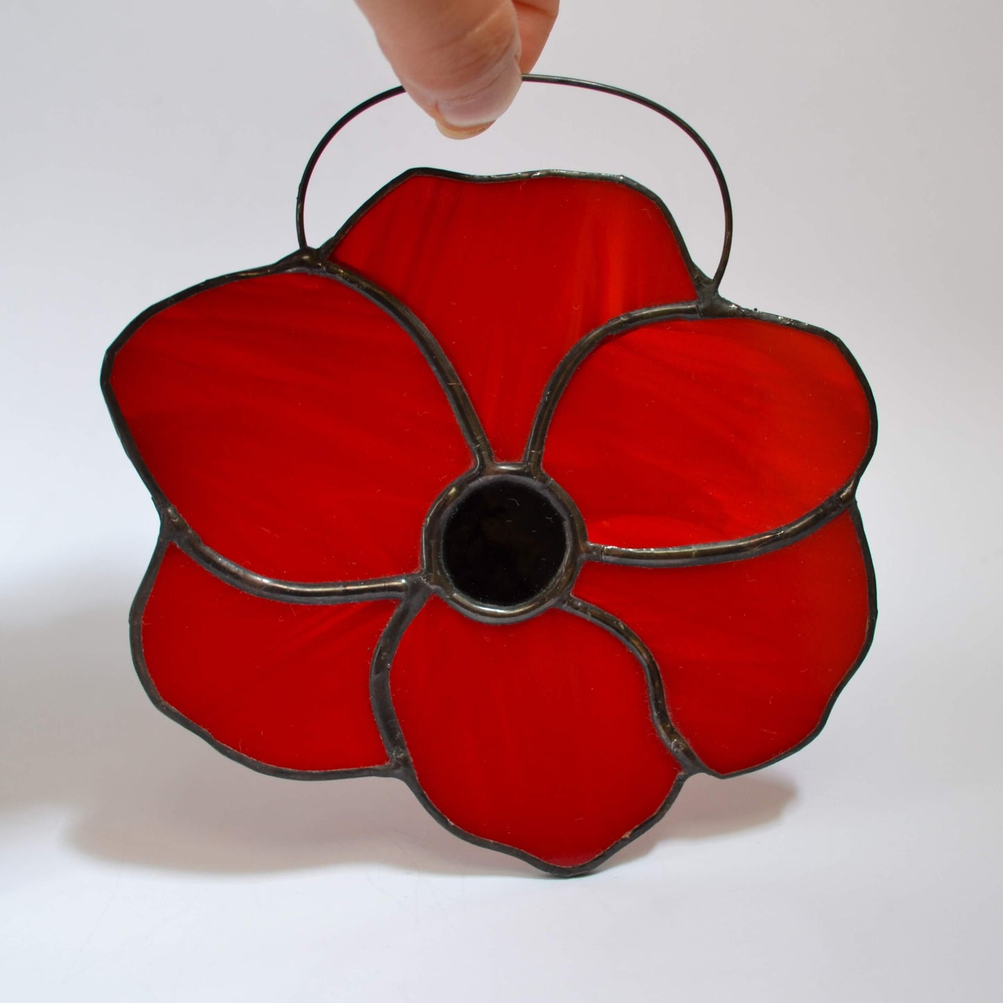 Red Poppy Stained Glass Suncatcher