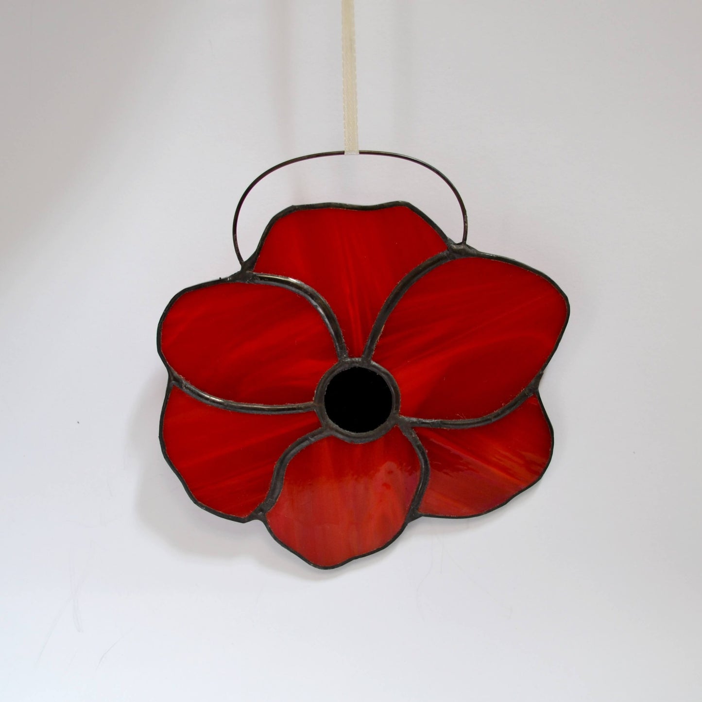 Red Poppy Stained Glass Suncatcher