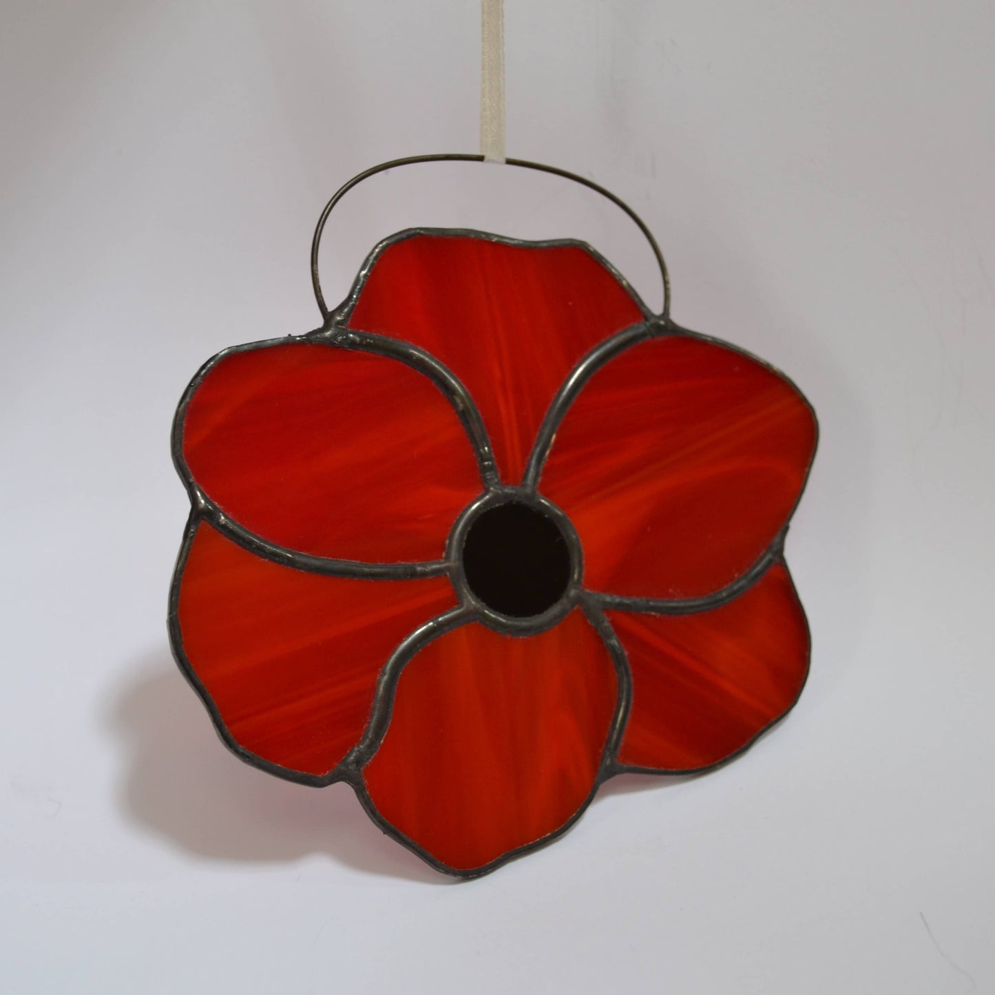 Red Poppy Stained Glass Suncatcher