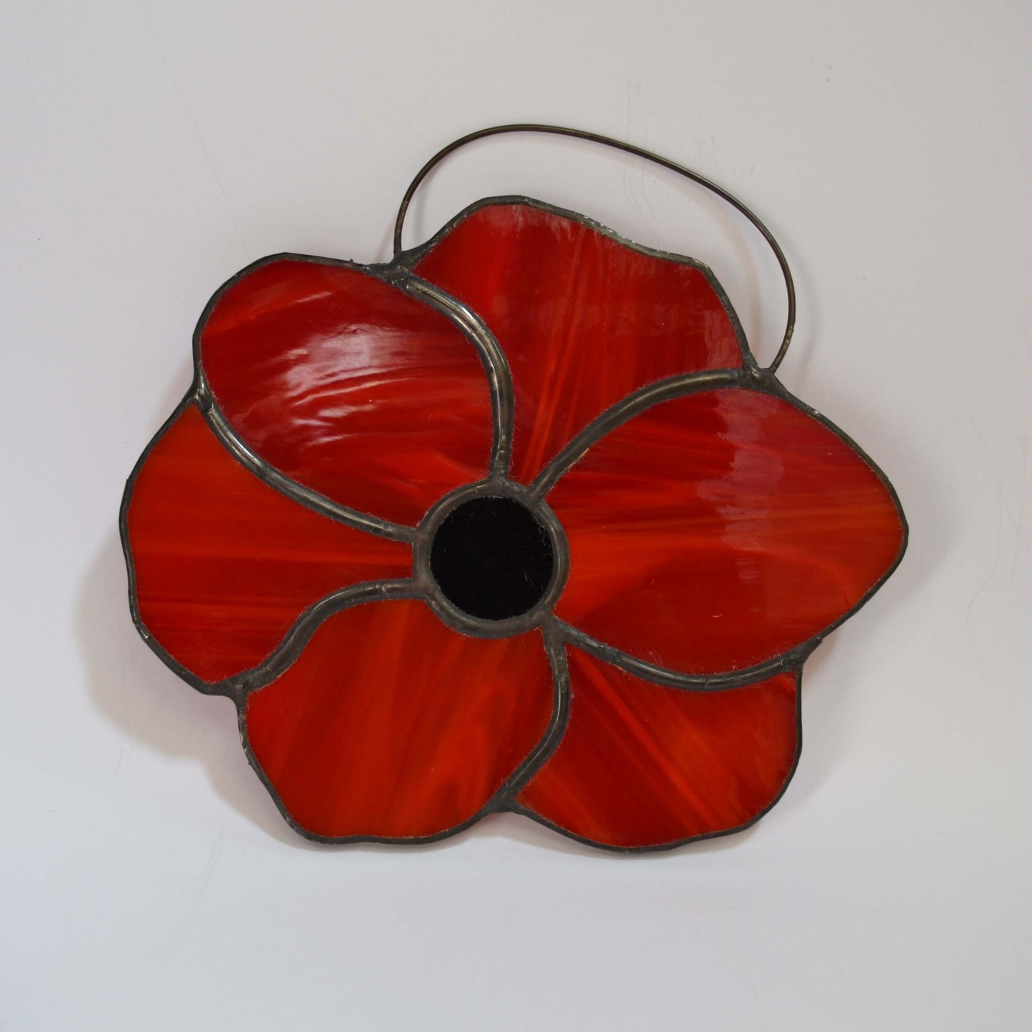 Red Poppy Stained Glass Suncatcher