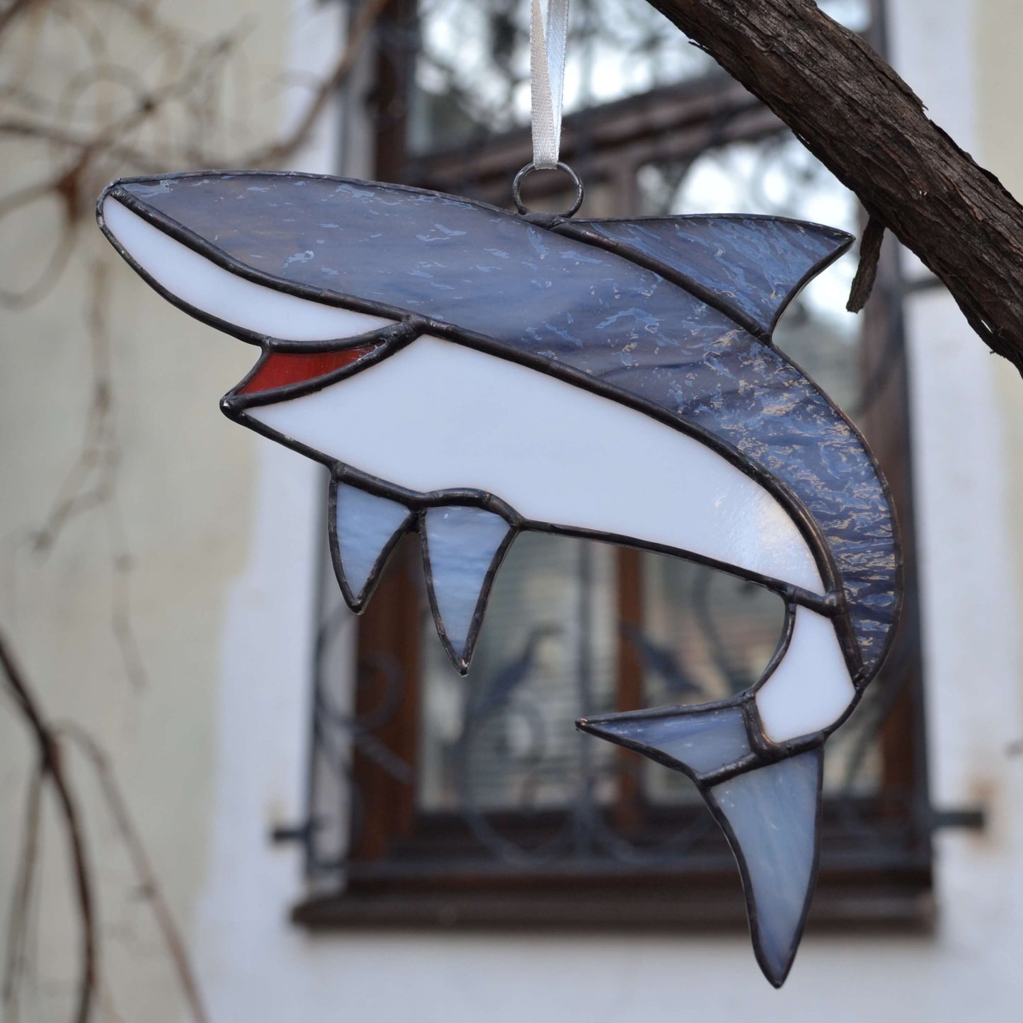 Stained Glass Shark Suncatcher