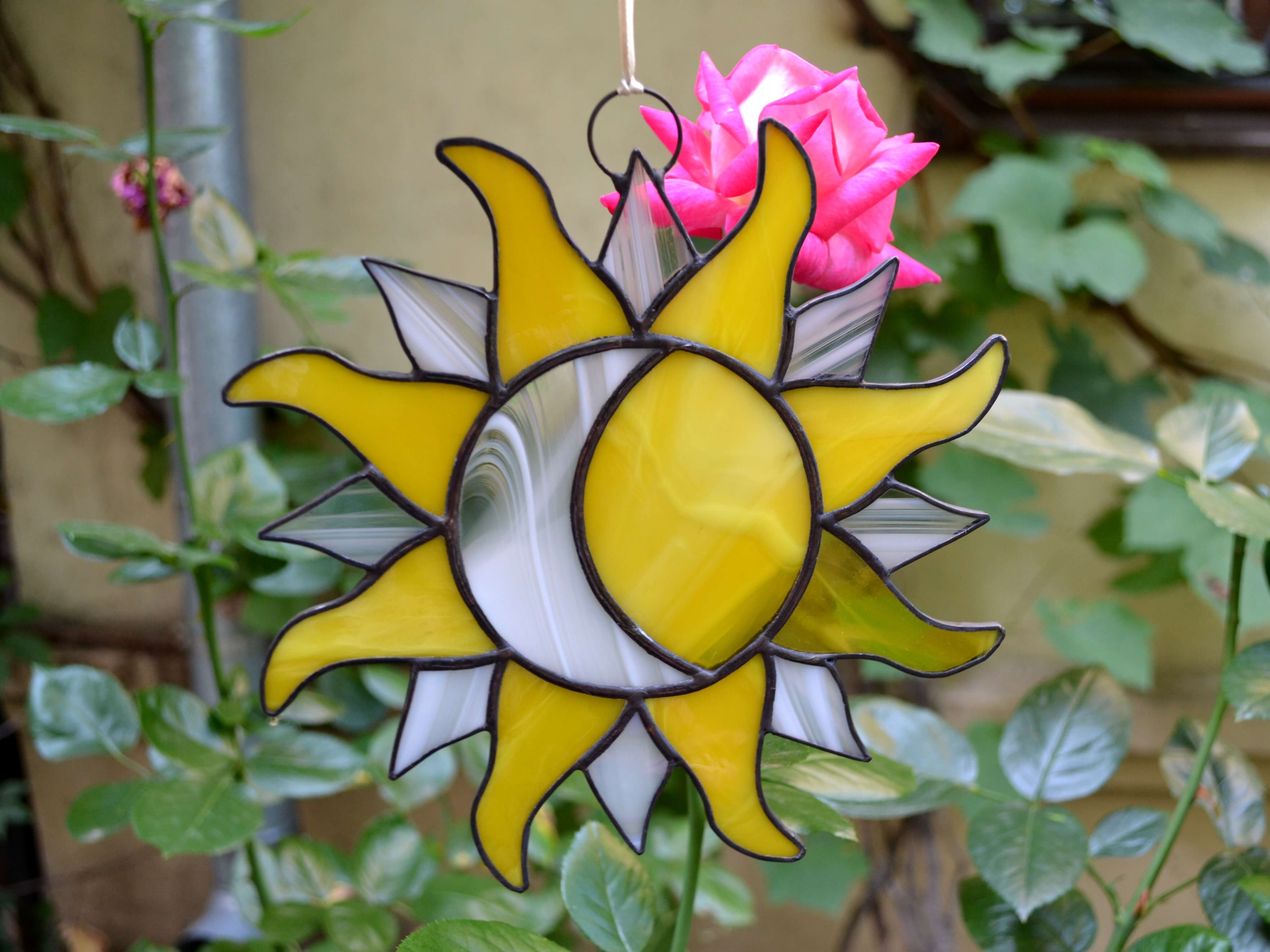 Stained Glass Flower Suncatcher on sale Yellow and White