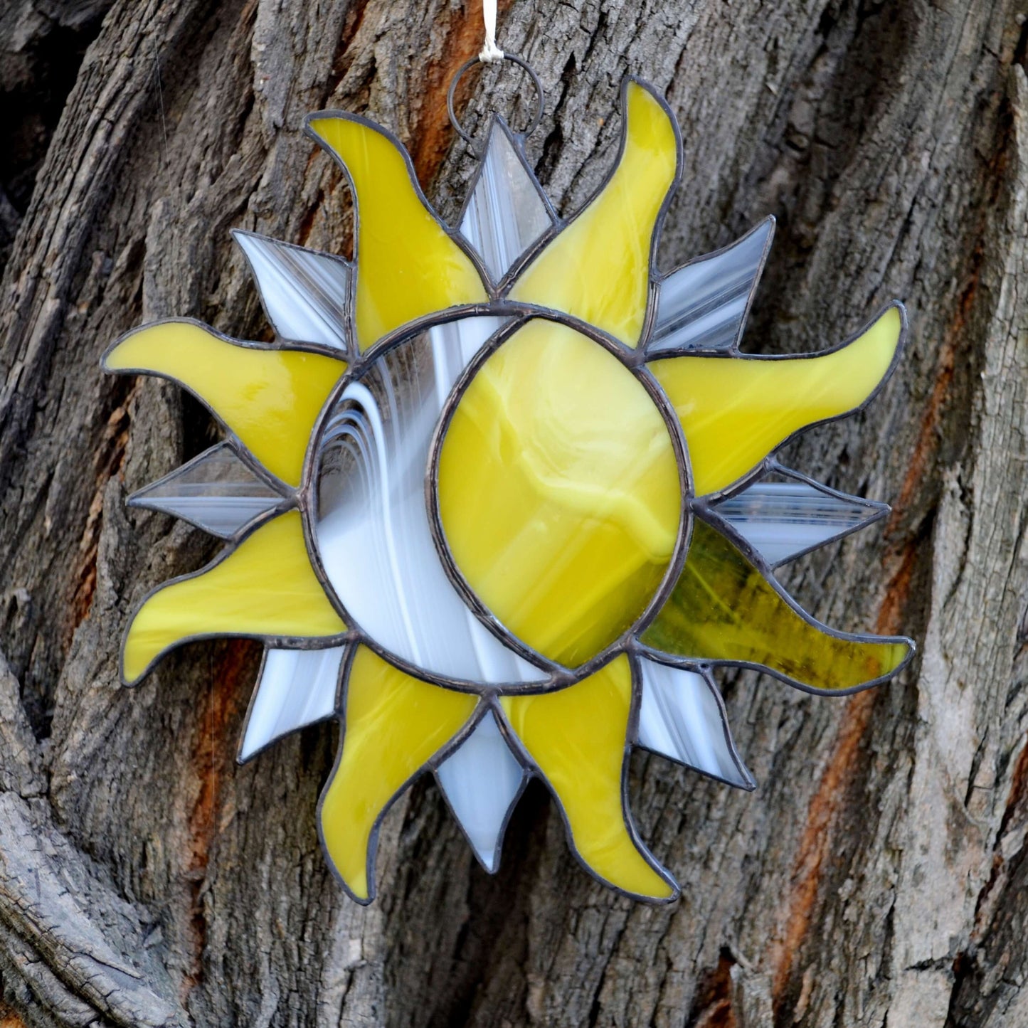 Yellow Stained Glass Sun and Moon Suncatcher